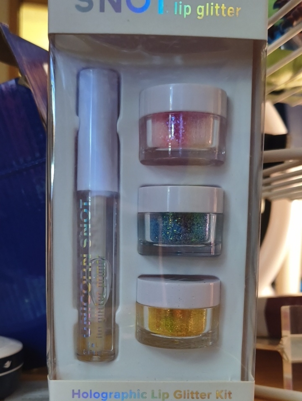 Holographic Lip Glitter Kit — Pink, Blue, Gold